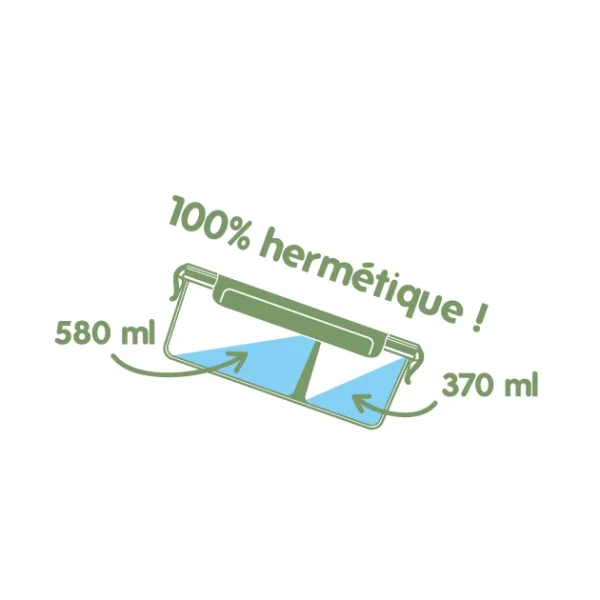 offre spéciale Les meilleures critiques de ✨ Boîte de Conservation en Verre avec Compartiments Rectangle 950 ml Pebbly 😀 4