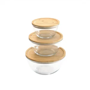 vente en ligne Sortie 🔥 Boîte de Conservation en Verre et Bambou Rond 2,6 L Pebbly 😍 6
