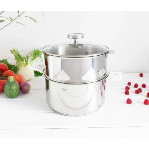 Acheter Maintenant Les meilleures critiques de 🎉 Casserole et Cuit Vapeur Inox Ø 20 cm Anses Mutine Blanc Biome Cristel 😀 1