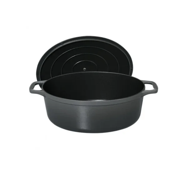 magasin pas cher Cocotte En Fonte Ovale 25 Cm Caviar Chasseur 4