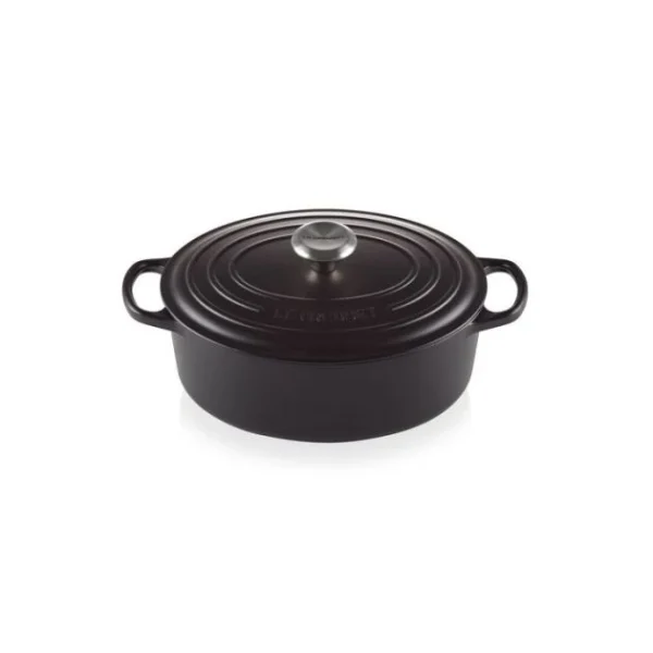 magasin solde Cocotte En Fonte Ovale 27 Cm Noir Mat Le Creuset Signature 1