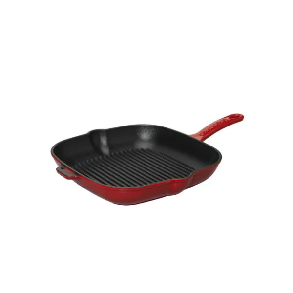 outlet soldes Poêle-gril En Fonte Carré 20 Cm Rouge Chasseur 1