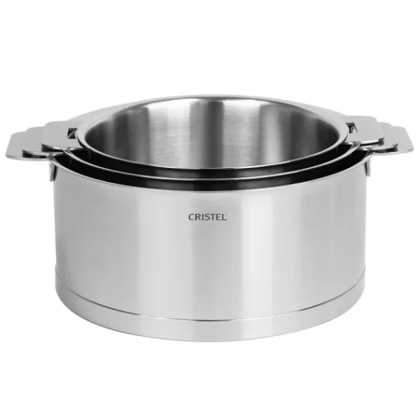 Série De 3 Casseroles + Poignée Zenith Amovible Inox Cristel france 1