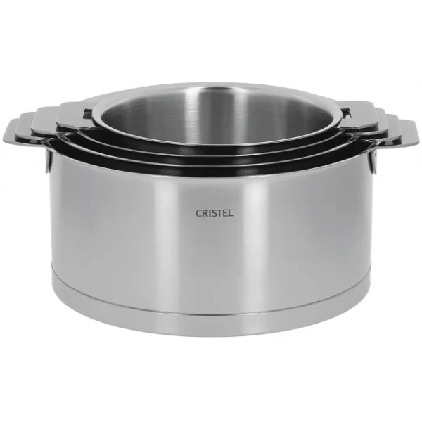 magasins pour Série De 4 Casseroles + Poignée Strate Amovible Inox Cristel 1