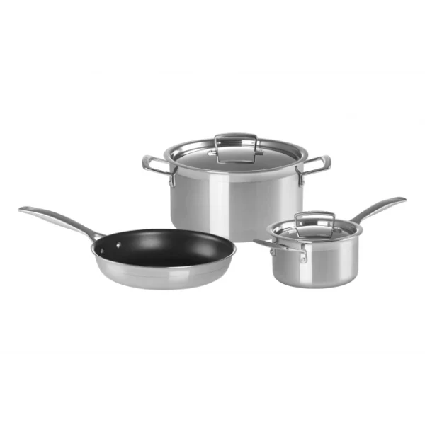 boutique en ligne Set 3 Pièces Faitout, Poêle Et Casserole Avec Couvercle Inox Le Creuset 1