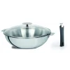 vente à bas prix Set Wok Casteline 28 Cm Inox Poignée Amovible Et Couvercle Cristel 7