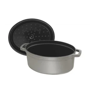 vente pas cher STAUB Cocotte Fonte Ovale 23 Cm Gris Graphite 2,35 L 7