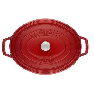 STAUB Cocotte Fonte Ovale 27 Cm Rouge Cerise 3,2 L Officielle 10