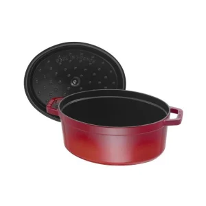 STAUB Cocotte Fonte Ovale 27 Cm Rouge Cerise 3,2 L Officielle 12