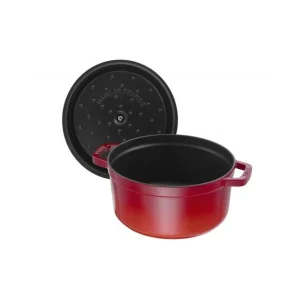 Neuve avec étiquette STAUB Cocotte Fonte Ronde 22 Cm Rouge Cerise 2,6 L 12