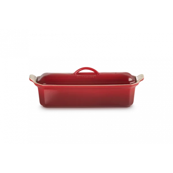 solde en ligne Terrine Rectangulaire En Céramique Avec Presse 32 Cm Cerise Le Creuset 1